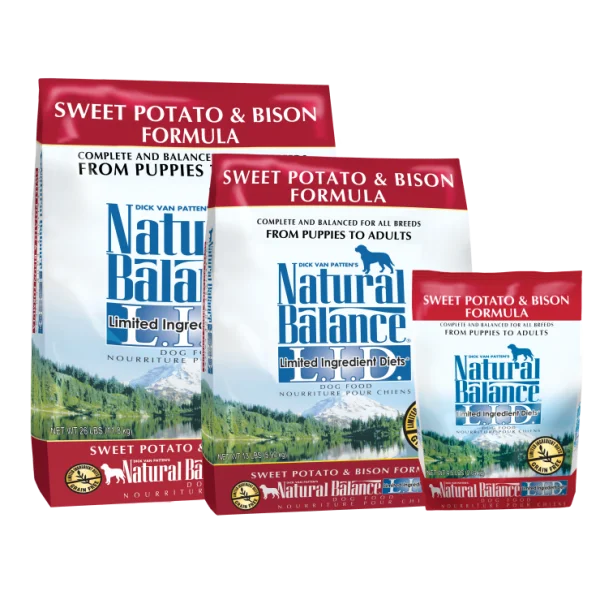 Natural Balance Dog Food, Sweet Potato & Bison; available in 3 sizes.