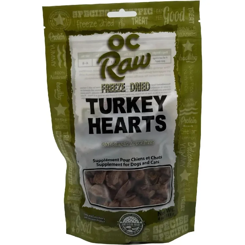 OC Raw Turkey Hearts Freeze Dried Dog Treats 4oz