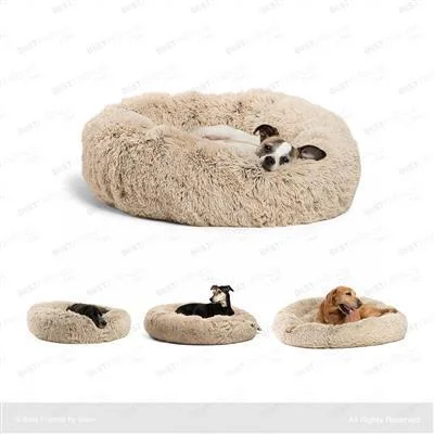 Outward Hound The Original Calming Shag Donut Cuddler Pet Bed Taupe