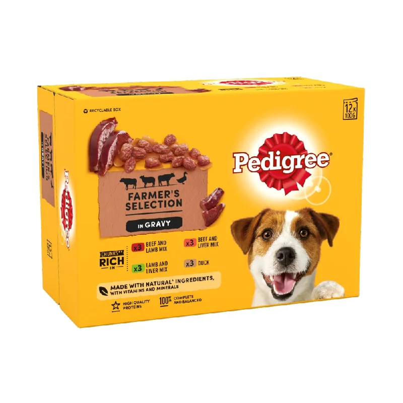 Pedigree Wet Dog Food Pouches (Adult) - Farmer's Selection In Gravy 12x100g