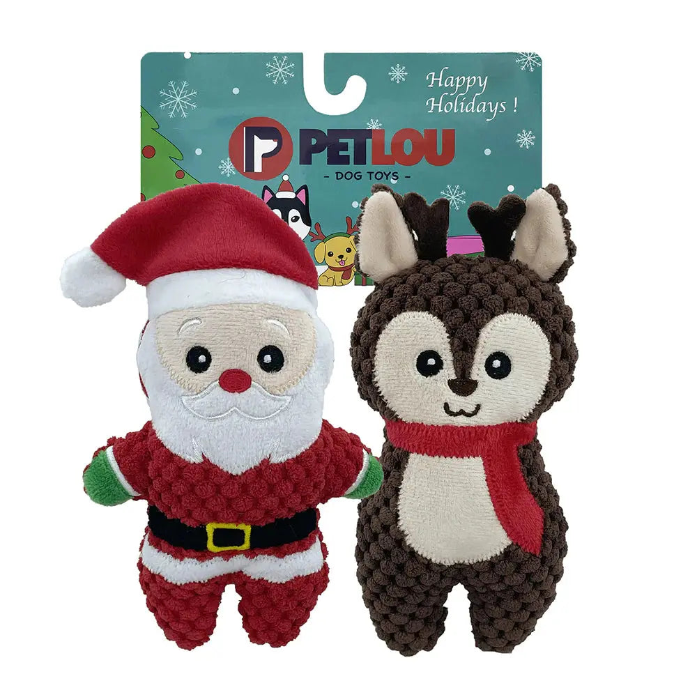 PetLou Christmas Twin Pack Holiday Dog Toys 6"