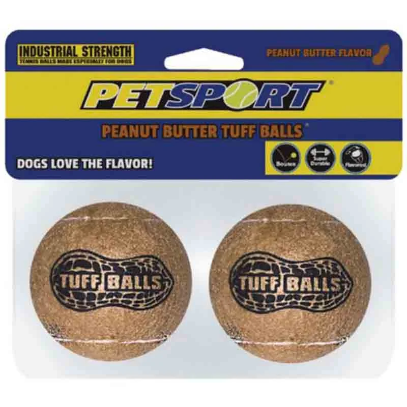 Petsport Peanut Butter Tuff Balls Dog Toy, 7 cm, 2 Pack