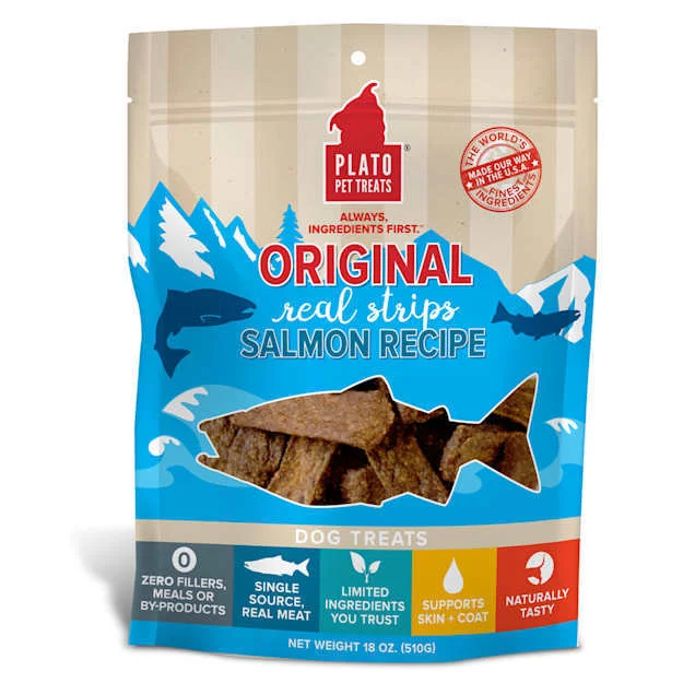 Plato Pet Treats Real Strips Salmon Treats 18oz