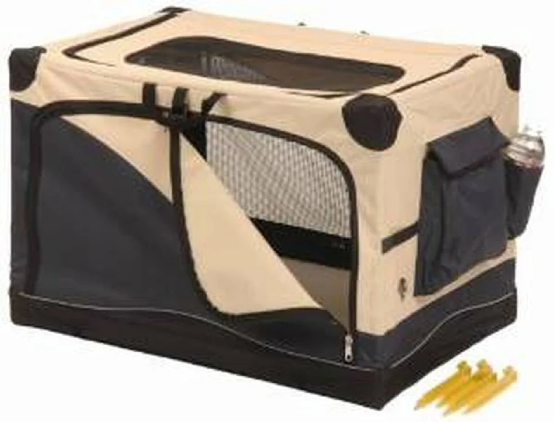 Precision Pet Soft Side Pet Crate Navy/Tan