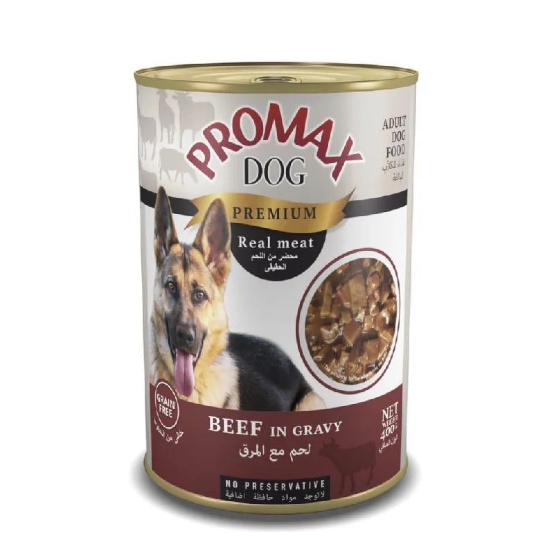 PROMAX GRAIN FREE REAL MEAT CHUNKS IN GRAVY BEEF CAN  DOG 400GR