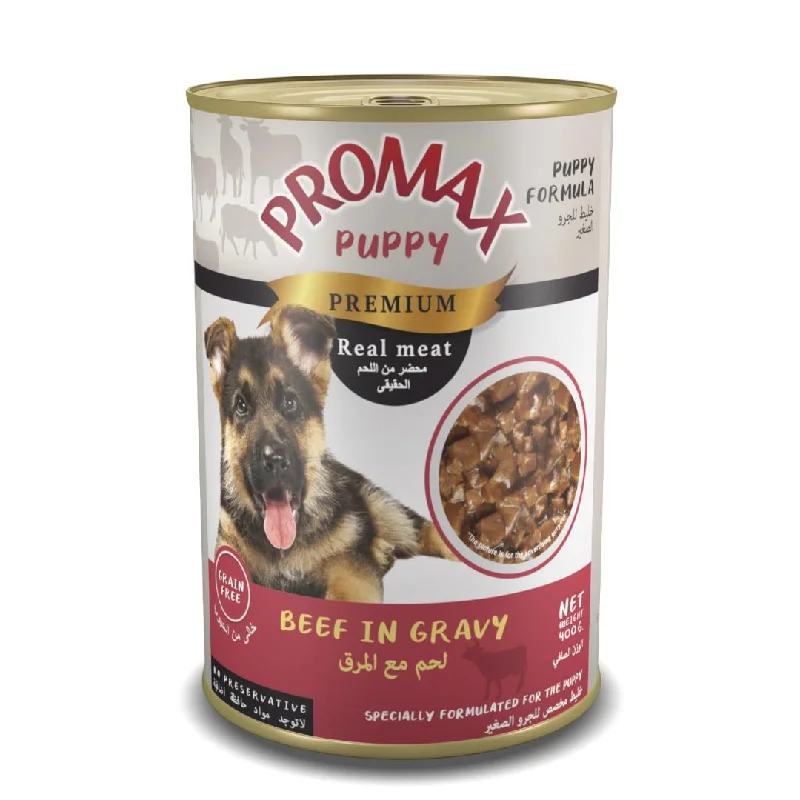 PROMAX GRAIN FREE REAL MEAT CHUNKS IN GRAVY BEEF CAN  PUPPY 400GR