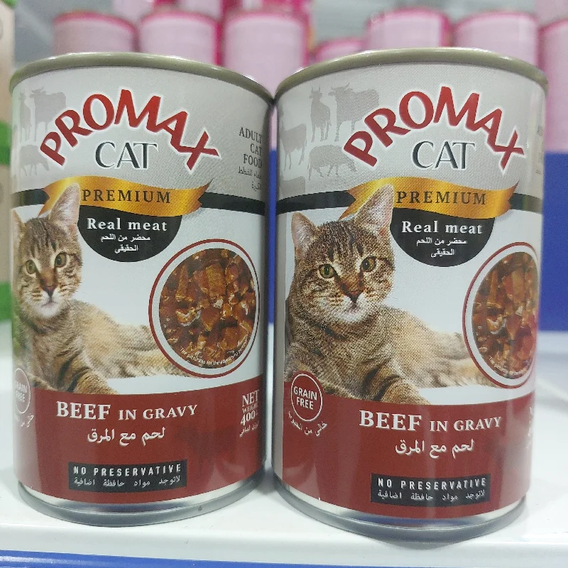 PROMAX GRAINFREE CANNED CATFOOD REALMEAT CHUNKS IN GRAVY BEEF 400GRX24CAN