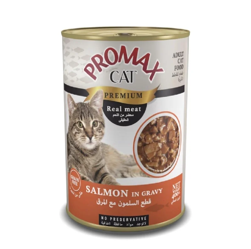 PROMAX GRAINFREE CANNED CATFOOD REALMEAT CHUNKS IN GRAVY SALMON 400GR