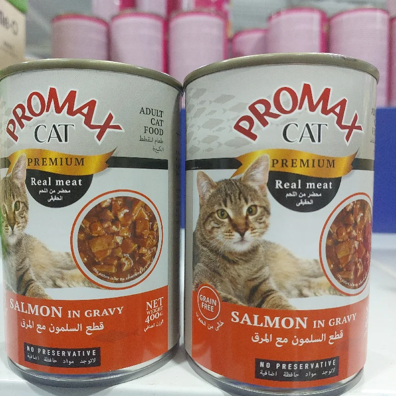 PROMAX GRAINFREE CANNED CATFOOD REALMEAT CHUNKS IN GRAVY SALMON 400GRX24CAN