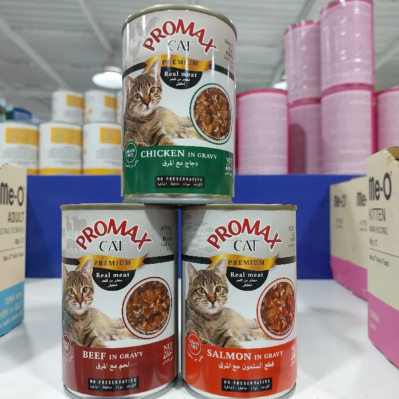 PROMAX GRAINFREE CANNED CATFOOD REALMEATCHUNKS IN GRAYCHICKEN SALMON 400GR ASSORTED 400GR