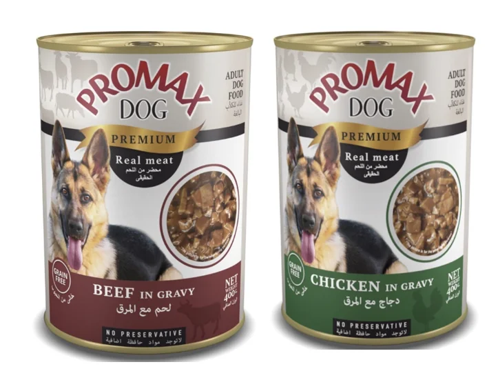 PROMAX GRAINFREE CANNED DOG FOOD REALMEAT CHUNKS IN GRAVY ASSORTED CHICKEN & BEEF 400GX24CAN