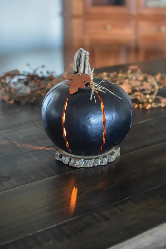 Pumpkin Luminary - Large Lit Black