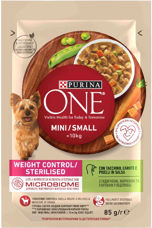 PURINA ONE Mini Plic hrană umeda pentru câini, Curcan/Morcov 85g