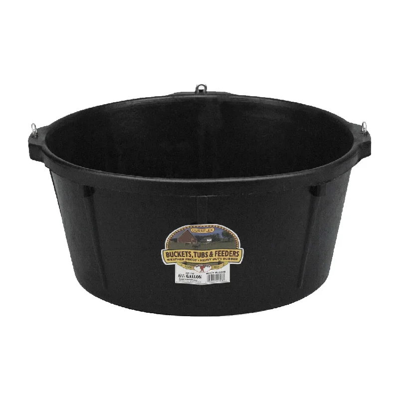 Rubber Feeder Tub with Hooks, 6.5 Gallon