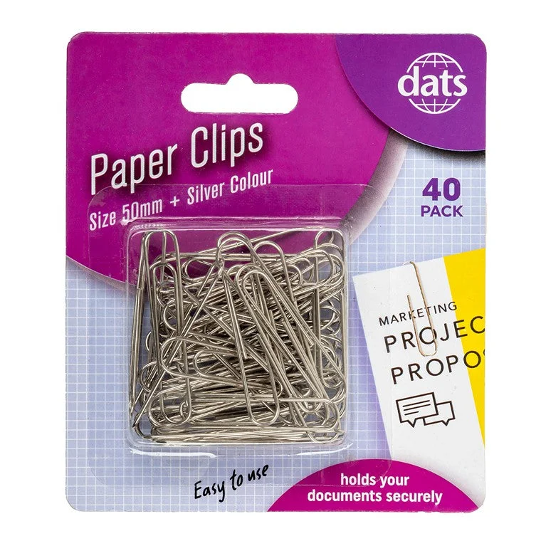 Paper Clips, 50mm, Silver, 40pk