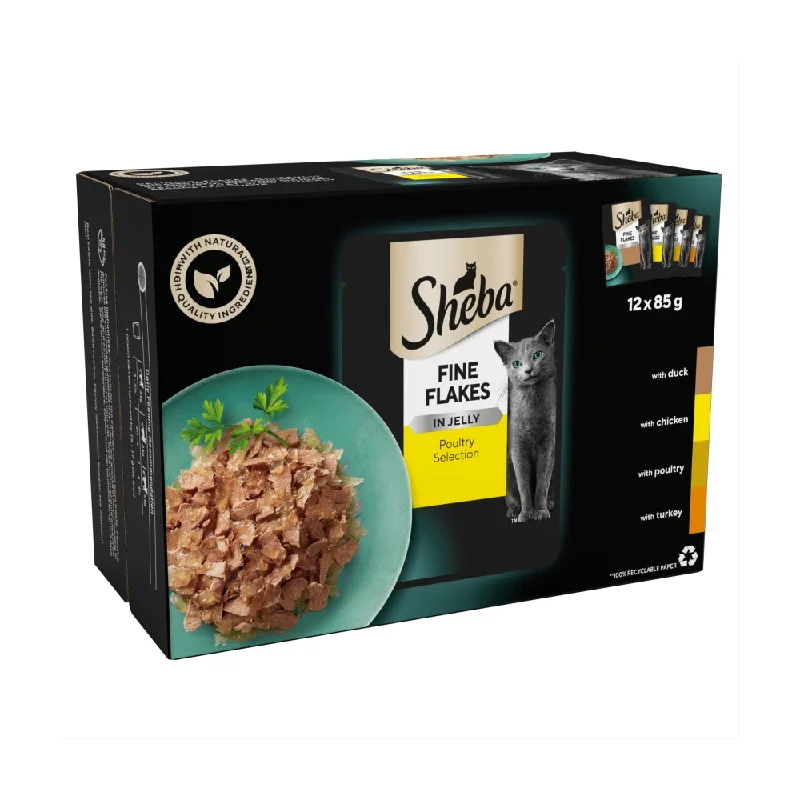 Sheba Pouch Multipack 12x85g Fine Flakes In Jelly Poultry Collection