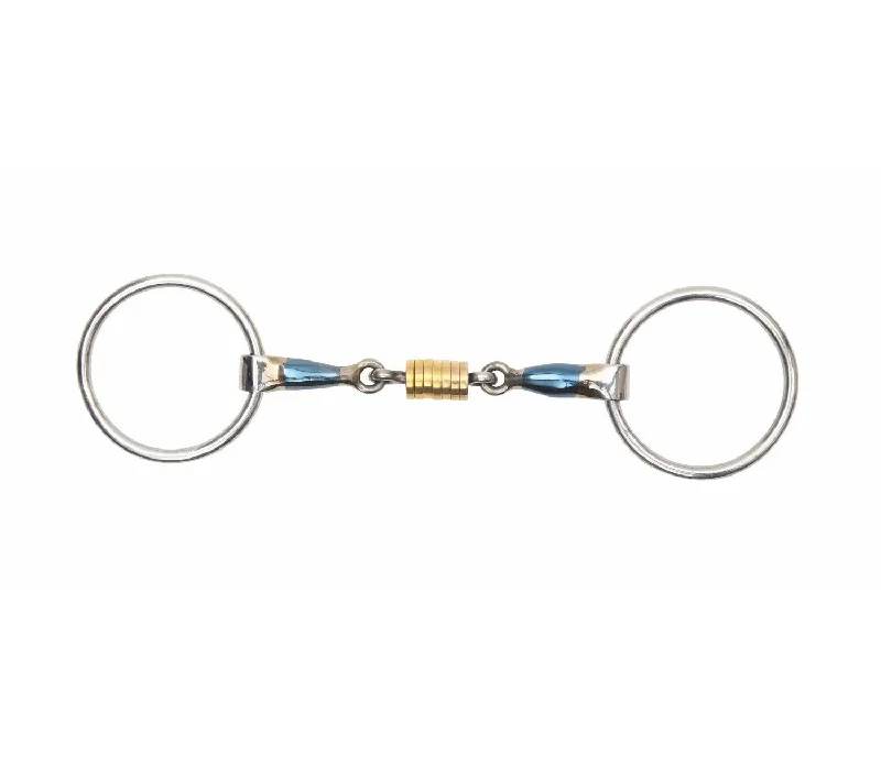 Shires Blue Alloy Loose Ring with Roller Link Bit