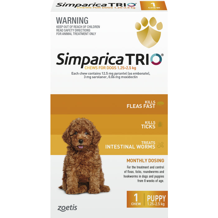 SIMPARICA TRIO FLEA, TICK & WORM CHEWABLE TREATMENT (SINGLE)