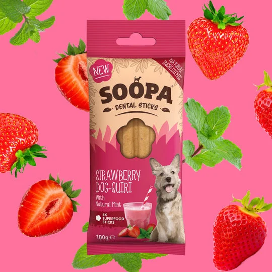 Soopa Strawberry Dog-Queri Bites Dog Dental Chew