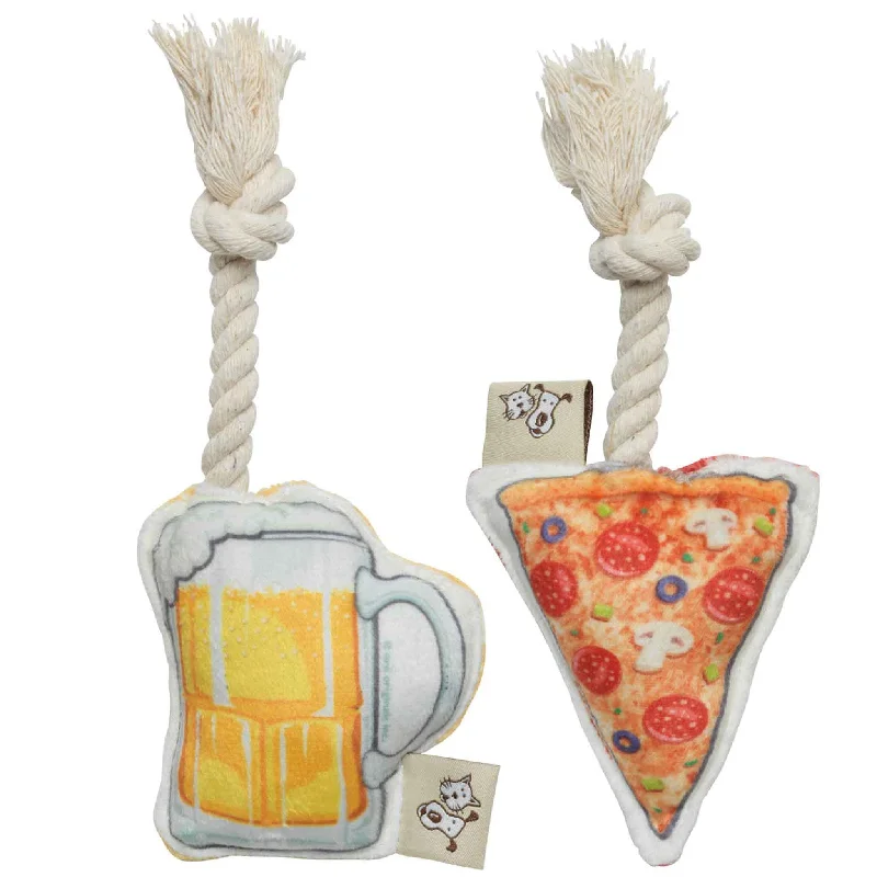 Speckle & Spot Pizza & Beer Mini Rope Dog Toys