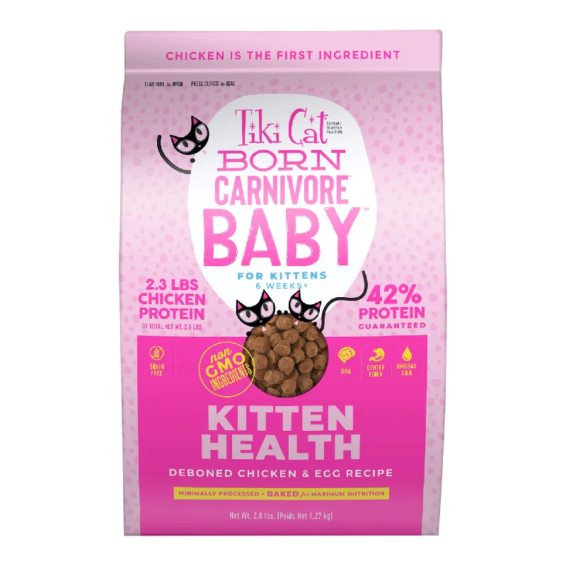 Tiki Cat Born Carnivore Baby Dry Kitten Food, Chicken & Egg, 2.8 lbs Bag