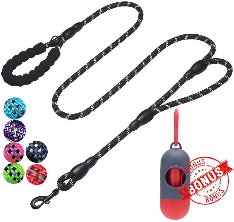 tobeDRI Heavy Duty Dog Leash - 2 Padded Handles, 6 feet Long - Dog Training Walking Leashes for Medium Large Dogs