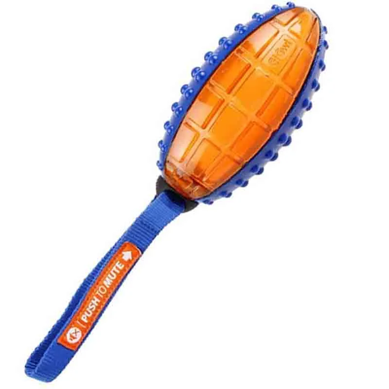 Trixie Push to mute rugby on a rope toy for Dogs, TPR, 12-27 cm, Orange/Blue