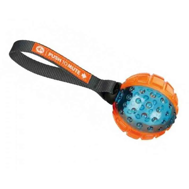 Trixie Push to Mute with Ball on a Rope,  Dog Toy, Orange & Blue 7 X 22 cm