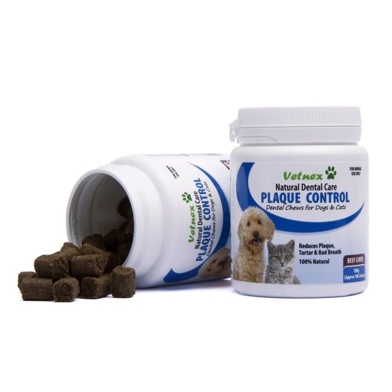 Vetnex Plaque Control Dental Chews Beef Liver for Dogs & Cats 100ct