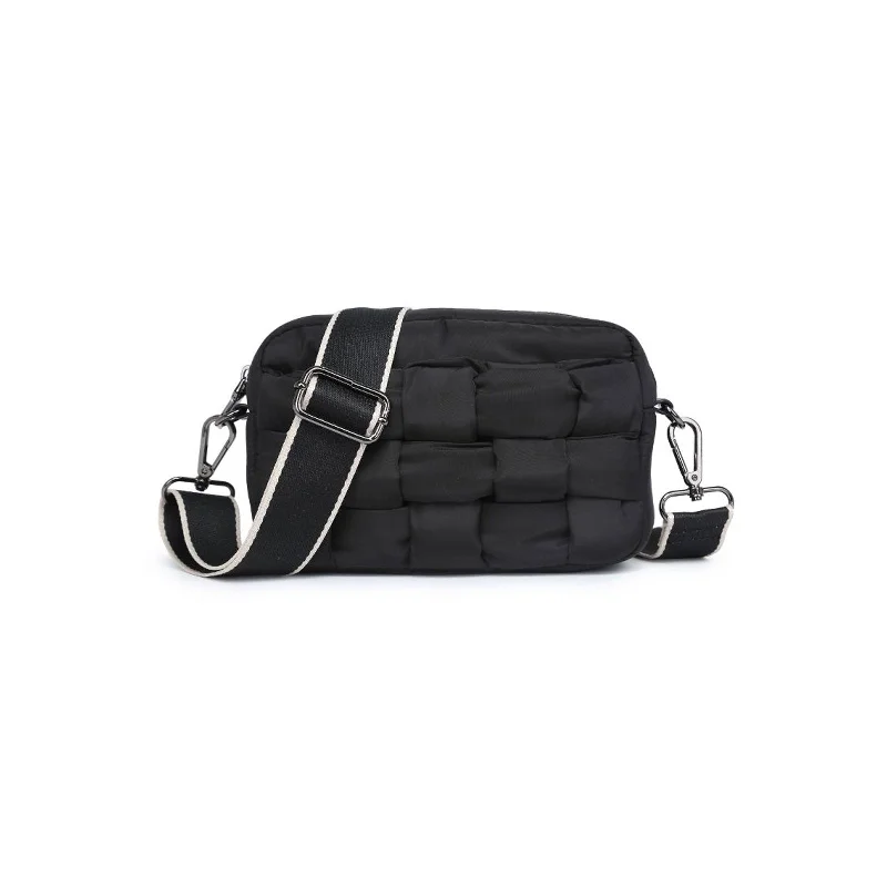 Woven Nylon Crossbody in Black