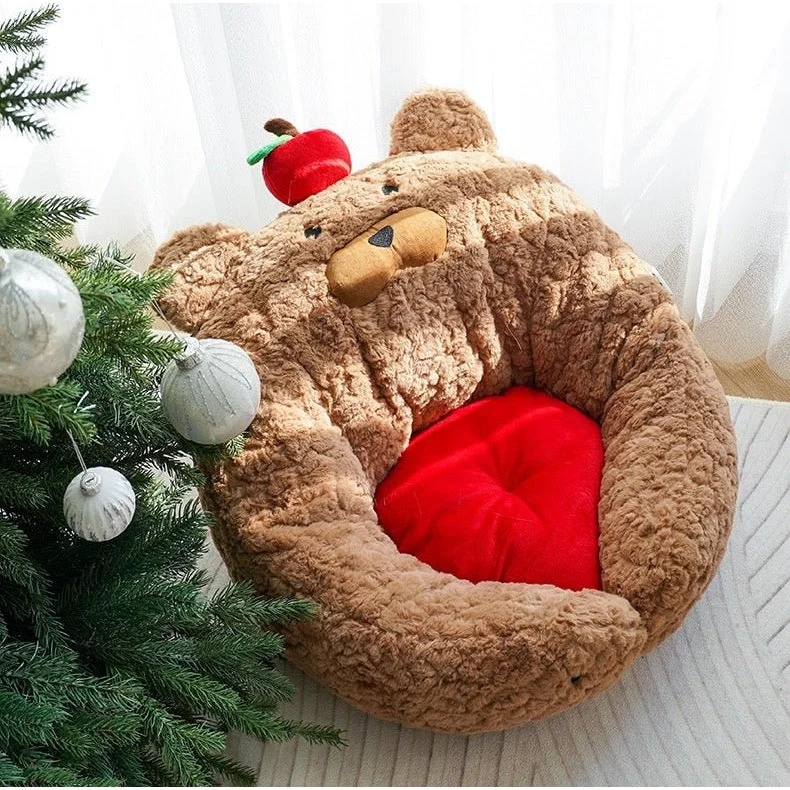 ZEZE Bear Apple-Shaped Pet Bed