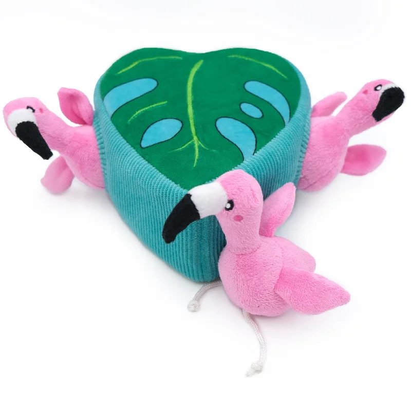 Zippy Paws Flamingos Monstera Burrow Dog Toy