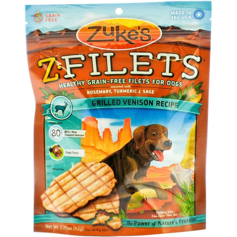 Zuke's Z-Filets Dog Treat; available in Chicken or Venison